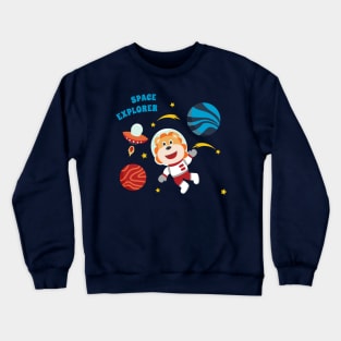 Space tiger or astronaut in a space suit with cartoon style. Crewneck Sweatshirt